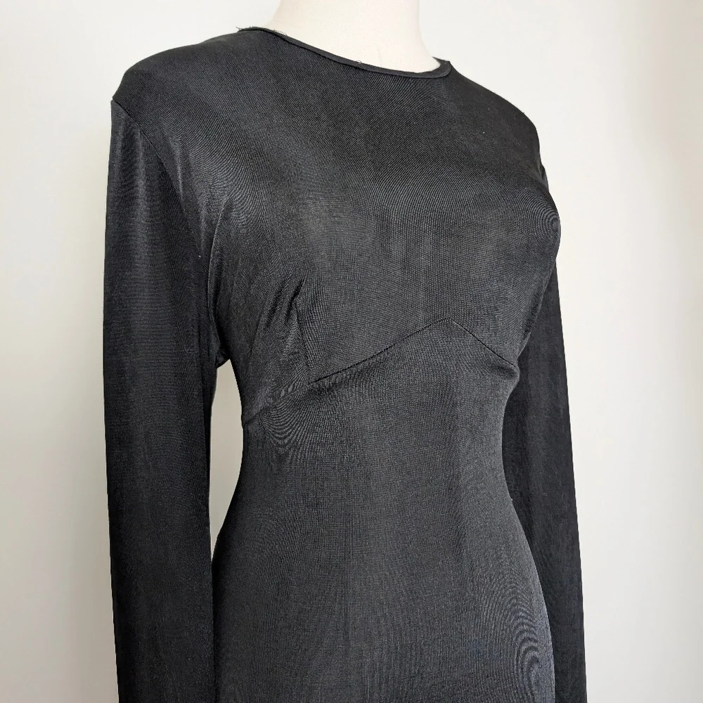 90s Black Maxi Dress Sheer Size Large Floor Length - Picture 4 of 13